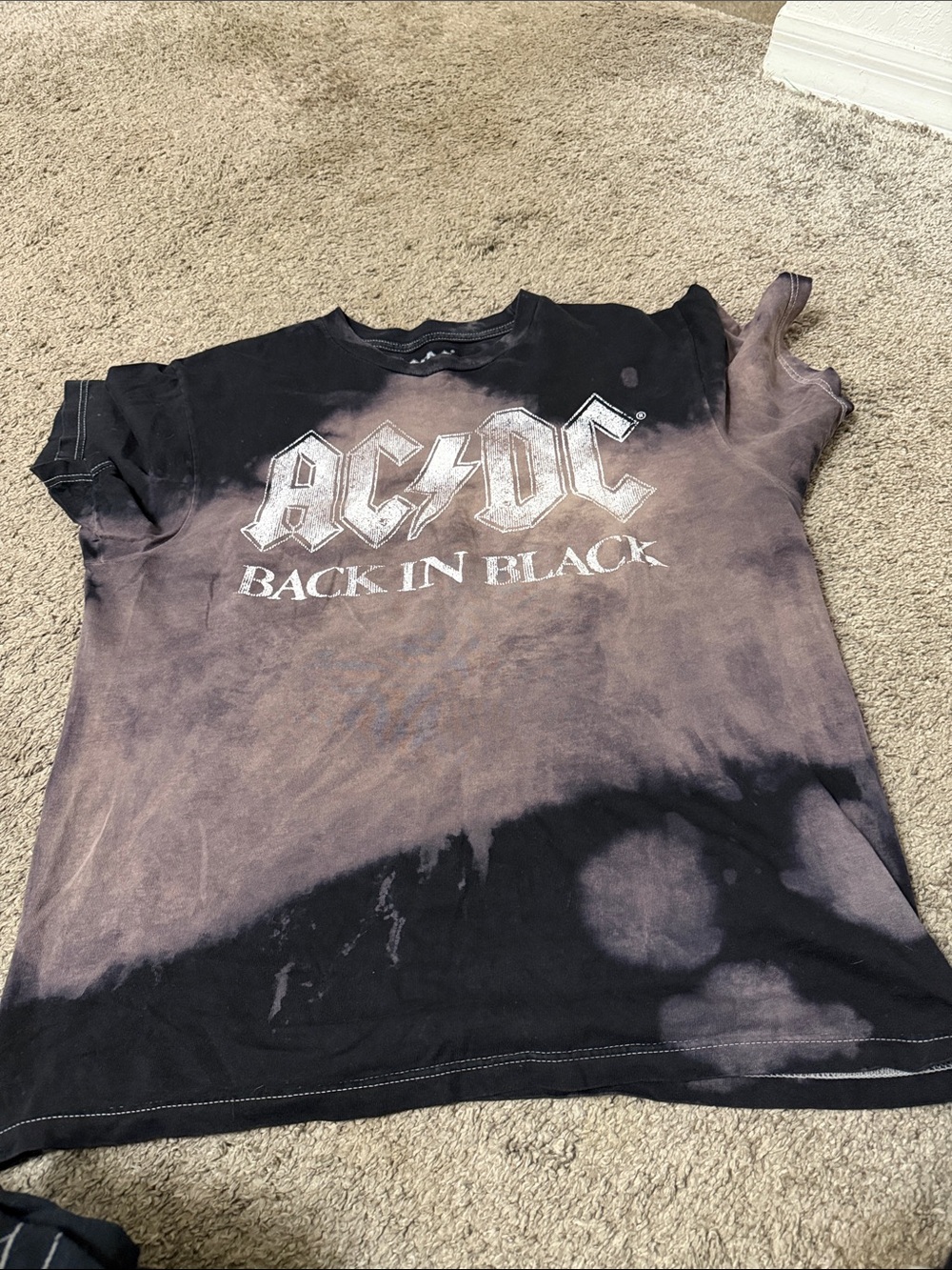 AC/DC Black and Gray Tie-Dye "Back In Black" Tee